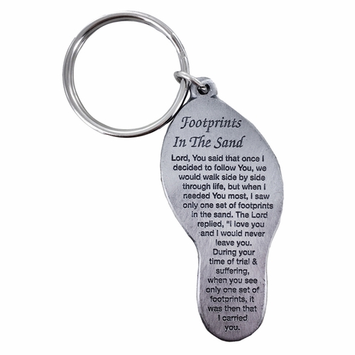 23/8 Inch Fine Pewter Footprints in the Sand Key Chain