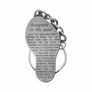 2-3/8 x 1 Inch Pewter Footprints in the Sand Key Chain