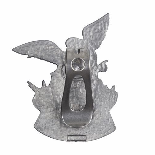 2-5/8 x 2-1/8 Inch Fine Pewter St. Michael, Patron Saint of Police Visor Clip
