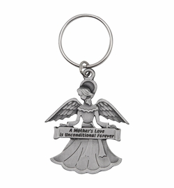 2 Inch Fine Pewter Angel with "A Mother's Love is Unconditional Forever" Key Chain