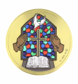 2 Inch Stained Glass Prayer Emblem Adhesive Medallion
