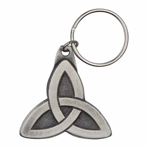 2 x 1-15/16 Inch Fine Pewter Celtic Knot Key Chain and 1-3/4 x 1-11/16 Inch Pewter Celtic Knot Visor Clip Set