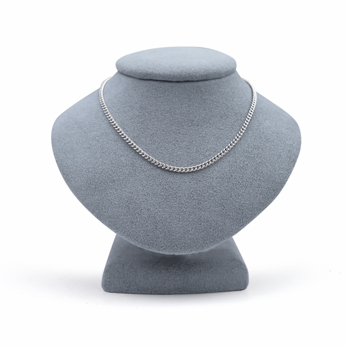 20 Inch Stainless Steel Rhodium Plated Curb Necklace Chain