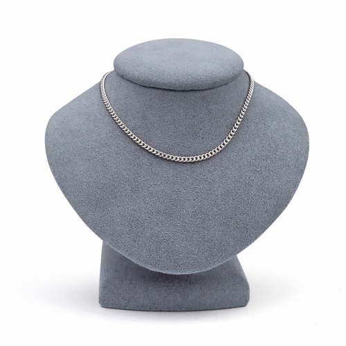 20 Inch Stainless Steel Rhodium Plated Curb Necklace Chain Carded