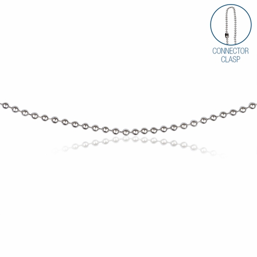 24 Inch Silver Plated Beaded Necklace Chain