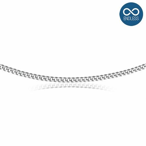 24 Inch Stainless Steel Rhodium Plated Curb Endless Necklace Chain