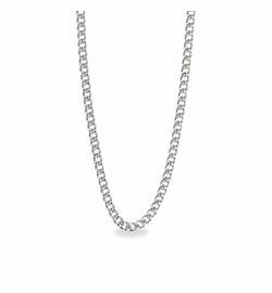 24 Inch Stainless Steel Rhodium Plated Curb Necklace Chain