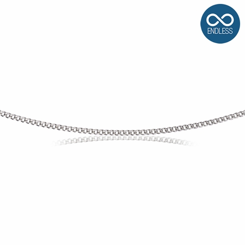 27 Inch Stainless Steel Rhodium Plated Curb Endless Necklace Chain