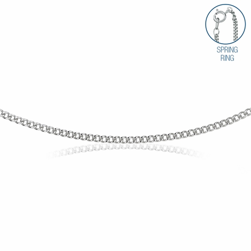 27 Inch Stainless Steel Rhodium Plated Curb Necklace Chain