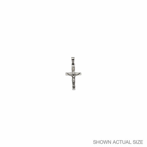 3/4 Inch 14K White Gold Plain Crucifix Pendant