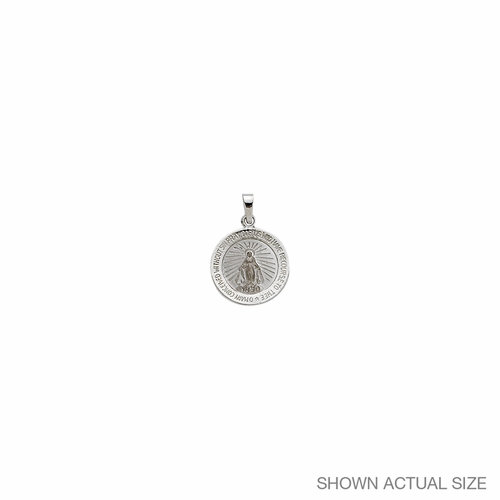 3/4 Inch 14K White Gold Round Miraculous Medal