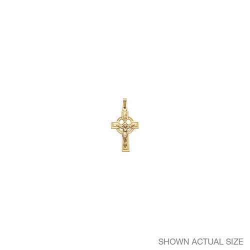 3/4 Inch 14KT Gold Celtic Crucifix Pendant