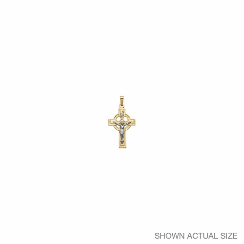 3/4 Inch 14KT Gold Two-Tone Celtic Crucifix Pendant