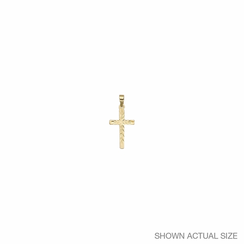 3/4 Inch 14KT Gold Engraved Cross Pendant