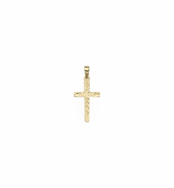 3/4 Inch 14KT Gold Engraved Cross Pendant