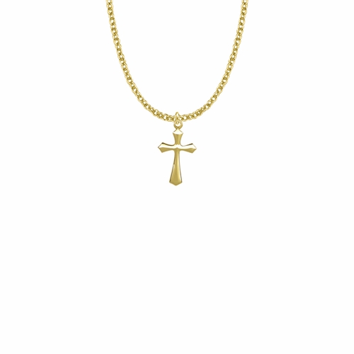 3/4 Inch 10KT Gold Filled Beveled Cross Necklace