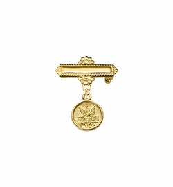 3/4 Inch 10KT Gold Filled Guardian Angel Medal Baby Bar Pin