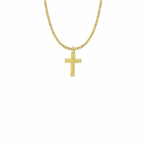 3/4 Inch 14KT Gold Plated Over Sterling Silver Lined and Inner Cross Necklace