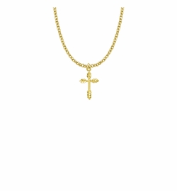 3/4 Inch 14KT Gold Plated Over Sterling Silver Wheat Cross Necklace