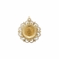 3/4 Inch 14KT Gold Round Polished Border Curled Filigree Miraculous Medal