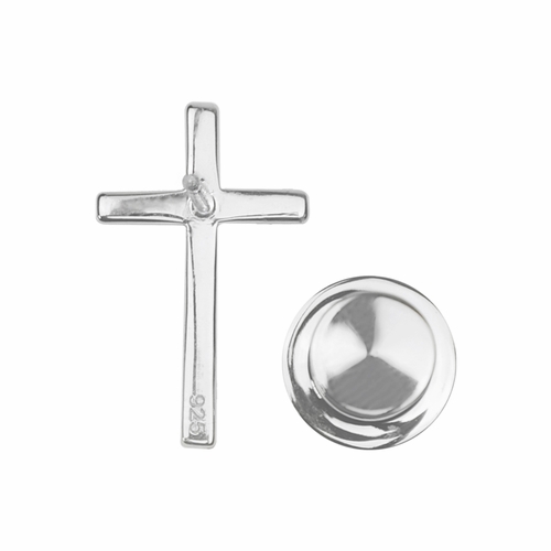 3/4 Inch Polished Sterling Silver Cross Pin With Spring Loaded Quality Clutch