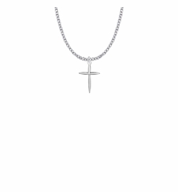 3/4 Inch Silver Plated Girl Pointed First Communion Cross Necklace