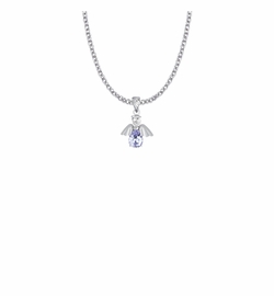 7/8 Inch Sterling Silver and Glass Crystal June Birthstone Angel Necklace