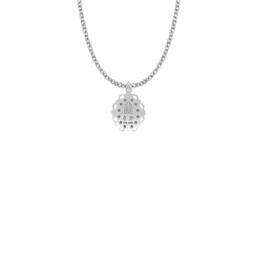 3/4 Inch Sterling Silver Antiqued Filigree Oval Miraculous Medal