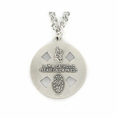 3/4 Inch Sterling Silver Antiqued Wreath Border Five Way Medal