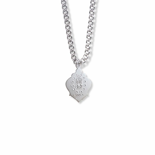 3/4 Inch Sterling Silver Decorative Border Miraculous Medal with May Birthstone Crystal Stones