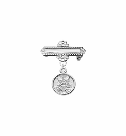 3/4 Inch Sterling Silver Guardian Angel Medal Baby Bar Pin