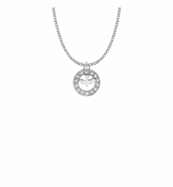 3/4 Inch Sterling Silver Open Circle Dove Necklace with Cubic Zirconia Stones