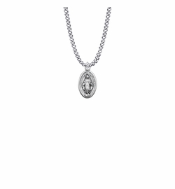 3/4 Inch Sterling Silver Oval Engraved Miraculous Medal