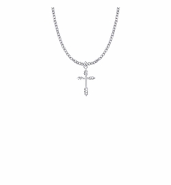 3/4 Inch Sterling Silver Wheat Cross Necklace