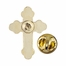 3/4 x 1/2 Inch Gold and Enameled Budded Ends Cross Lapel Pin