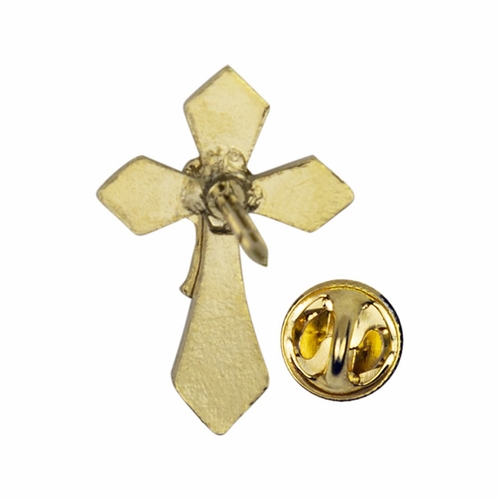 3/4 x 1/2 Inch Gold and Enameled Cross with Chalice Lapel Pin