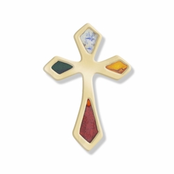 3/4 x 1/2 Inch Gold and Enameled Pointed Ends Cross Lapel Pin