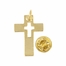 3/4 x 1/2 Inch Gold Pierced Cross on Cross Lapel Pin
