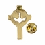 3/4 x 1/2 Inch Gold Pierced Descending Dove and Cross Lapel Pin