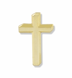 3/4 x 7/16 Inch Gold 3-Dimensional Cross Lapel Pin