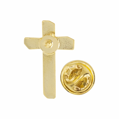 3/4 x 7/16 Inch Gold 3-Dimensional Cross Lapel Pin