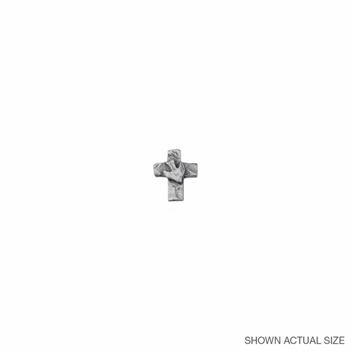 3/4 x 9/16 Inch Pewter Cross with Dove Lapel Pin