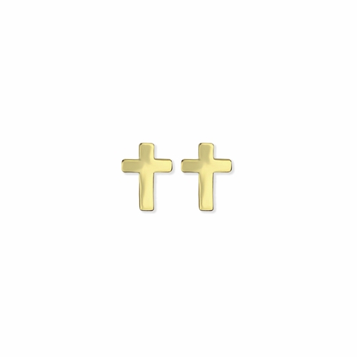 3/8 Inch 14K Gold Over Sterling Silver Cross Earrings