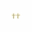 3/8 Inch 14K Gold Plated Over Sterling Silver Cross Earrings with Cubic Zirconia Stone Center