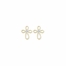 3/8 Inch 14K Gold Plated Over Sterling Silver Loop Cross Earrings with Cubic Zirconia Stone Center