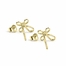 3/8 Inch 14K Gold Plated Over Sterling Silver Loop Cross Earrings with Cubic Zirconia Stone Center