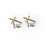 3/8 Inch 14KT Gold Plated Over Sterling Silver Stick Cross Earrings