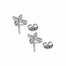 3/8 Inch Sterling Silver and Glass Crystal April Birthstone Baguette Cross Earrings