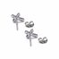 3/8 Inch Sterling Silver and Glass Crystal February Birthstone Baguette Cross Earrings