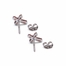 3/8 Inch Sterling Silver and Glass Crystal July Birthstone Baguette Cross Earrings